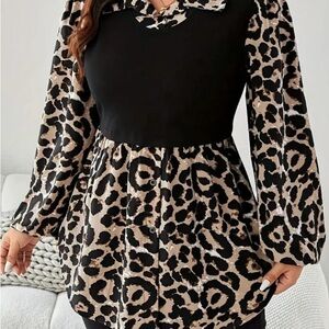 Leopard Print Black Dress